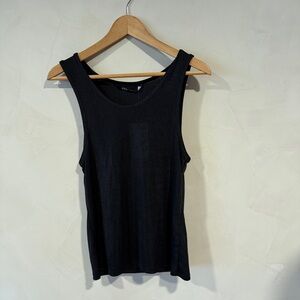 Zara Sheer Black Tank Top Metallic Stretch Sleeveless Clubwear